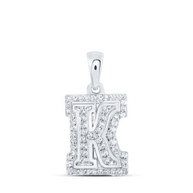 Splendid Jewellery 10kt White Gold Diamond Initial Pendant - Personalized Elegance Top view from the 10Kt White Gold Womens Round Diamond K Initial Letter Pendant 1 5 Cttwpin216034 collection by Splendid Jewellery