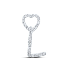 Load image into Gallery viewer, 10kt White Gold Diamond Initial &amp; Letter Pendant - Personalized Elegance Top view from the 10Kt White Gold Womens Round Diamond L Heart Letter Pendant 1 10 Cttwpin213972 collection by Splendid Jewellery