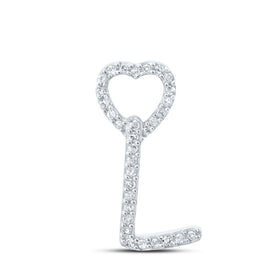 10kt White Gold Diamond Initial & Letter Pendant - Personalized Elegance Top view from the 10Kt White Gold Womens Round Diamond L Heart Letter Pendant 1 10 Cttwpin213972 collection by Splendid Jewellery