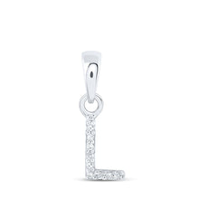Load image into Gallery viewer, Luminous Love Diamond Initial Pendant Top view from the 10Kt White Gold Womens Round Diamond L Initial Letter Pendant 02 Cttwpin216601 collection by Splendid Jewellery