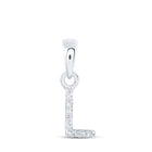 Luminous Love Diamond Initial Pendant Top view from the 10Kt White Gold Womens Round Diamond L Initial Letter Pendant 02 Cttwpin216601 collection by Splendid Jewellery