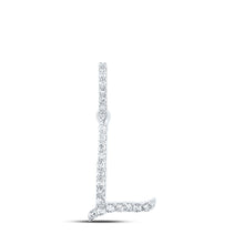 Load image into Gallery viewer, Elegant Diamond Initial Pendant in 10kt White Gold - Personalized Elegance Top view from the 10Kt White Gold Womens Round Diamond L Initial Letter Pendant 1 10 Cttwpin219666 collection by Splendid Jewellery
