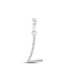 10kt White Gold Diamond Initial & Letter Pendant - Radiant Elegance for Every Occasion Top view from the 10Kt White Gold Womens Round Diamond L Initial Letter Pendant 1 20 Cttwpin216107 collection by Splendid Jewellery