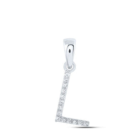 Romantic Brilliance: White Gold Diamond Initial Pendant Top view from the 10Kt White Gold Womens Round Diamond L Initial Letter Pendant 1 20 Cttwpin216190 collection by Splendid Jewellery