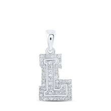 Load image into Gallery viewer, Luxurious White Gold Diamond Initial Pendant Top view from the 10Kt White Gold Womens Round Diamond L Initial Letter Pendant 1 6 Cttwpin216036 collection by Splendid Jewellery