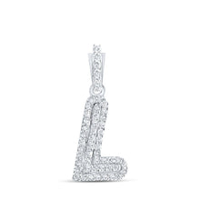 Load image into Gallery viewer, Luminous Love Diamond Initial Pendant Top view from the 10Kt White Gold Womens Round Diamond L Initial Letter Pendant 1 8 Cttwpin216520 collection by Splendid Jewellery