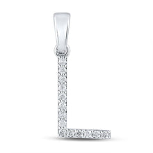 Load image into Gallery viewer, 10kt White Gold Diamond Initial Pendant - Personalized Elegance Top view from the 10Kt White Gold Womens Round Diamond L Initial Letter Pendant 1 8 Cttwpin289202 collection by Splendid Jewellery