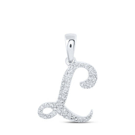 Sparkling Diamond Initial Pendant - 10kt White Gold Women's Round Diamond L Initial Letter Pendant 1/8 Cttw Top view from the 10Kt White Gold Womens Round Diamond L Initial Letter Pendant 1 8 Cttwpin216907 collection by Splendid Jewellery
