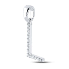 Load image into Gallery viewer, 10kt White Gold Diamond Initial Pendant - Personalized Elegance Side view from the 10Kt White Gold Womens Round Diamond L Initial Letter Pendant 1 8 Cttwpin289202 collection by Splendid Jewellery