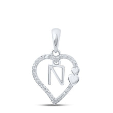 Load image into Gallery viewer, Captivating Diamond Monogram Pendant | 10kt White Gold Womens Round Diamond Monogram Pendant 1/10 Cttw | Splendid Jewellery Top view from the 10Kt White Gold Womens Round Diamond Letter Pendant 1 10 Cttwpin213608 collection by Splendid Jewellery