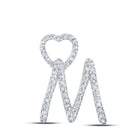 Romantic Reflections: 10kt White Gold Diamond Initial Heart Pendant Top view from the 10Kt White Gold Womens Round Diamond M Heart Letter Pendant 1 6 Cttwpin213974 collection by Splendid Jewellery