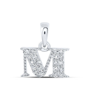Captivating Brilliance: 10kt White Gold Diamond Initial Pendant Top view from the 10Kt White Gold Womens Round Diamond M Initial Letter Pendant 1 10 Cttwpin216215 collection by Splendid Jewellery