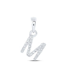 Mesmerizing M Initial Diamond Pendant in 10kt White Gold Top view from the 10Kt White Gold Womens Round Diamond M Initial Letter Pendant 1 20 Cttwpin216606 collection by Splendid Jewellery