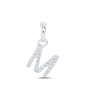 Mesmerizing M Initial Diamond Pendant in 10kt White Gold Top view from the 10Kt White Gold Womens Round Diamond M Initial Letter Pendant 1 20 Cttwpin216606 collection by Splendid Jewellery