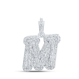 10kt White Gold Sparkling Diamond Initial & Letter Pendant Top view from the 10Kt White Gold Womens Round Diamond M Initial Letter Pendant 1 4 Cttwpin216522 collection by Splendid Jewellery