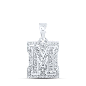 10kt White Gold Round Diamond Initial Pendant - Personalized Elegance at its Finest Top view from the 10Kt White Gold Womens Round Diamond M Initial Letter Pendant 1 4 Cttwpin216095 collection by Splendid Jewellery