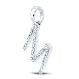 Radiant Reflections: 10kt White Gold Diamond Initial & Letter Pendant Side view from the 10Kt White Gold Womens Round Diamond Initial M Letter Pendant 1 3 Cttwpin289204 collection by Splendid Jewellery