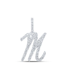 Load image into Gallery viewer, Splendid Jewellery 10kt White Gold Diamond Initial Pendant Top view from the 10Kt White Gold Womens Round Diamond M Initial Letter Pendant 1 5 Cttwpin216007 collection by Splendid Jewellery