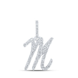 Splendid Jewellery 10kt White Gold Diamond Initial Pendant Top view from the 10Kt White Gold Womens Round Diamond M Initial Letter Pendant 1 5 Cttwpin216007 collection by Splendid Jewellery