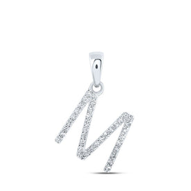 Sparkling Diamond Initial Pendant in 10kt White Gold - Personalize Your Elegance Top view from the 10Kt White Gold Womens Round Diamond M Initial Letter Pendant 1 6 Cttwpin216195 collection by Splendid Jewellery