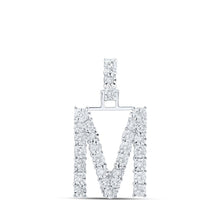 Load image into Gallery viewer, 10kt White Gold Diamond Initial Pendant - Personalized Elegance Top view from the 10Kt White Gold Womens Round Diamond M Initial Letter Pendant 1 6 Cttwpin219119 collection by Splendid Jewellery