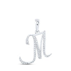 Elegance Engraved: 10kt White Gold Diamond Initial Pendant Top view from the 10Kt White Gold Womens Round Diamond M Initial Letter Pendant 1 6 Cttwpin216108 collection by Splendid Jewellery