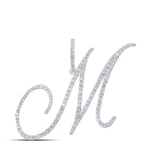 Load image into Gallery viewer, Mesmerizing Diamond Monogram Pendant | 10kt White Gold Womens Round Diamond M Initial Letter Pendant 7/8 Cttw | Splendid Jewellery Top view from the 10Kt White Gold Womens Round Diamond M Initial Letter Pendant 7 8 Cttwpin217029 collection by Splendid Jewellery