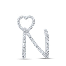 Load image into Gallery viewer, Romantic Love Letter Diamond Pendant Top view from the 10Kt White Gold Womens Round Diamond N Heart Letter Pendant 1 6 Cttwpin213973 collection by Splendid Jewellery