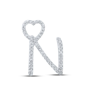 Romantic Love Letter Diamond Pendant Top view from the 10Kt White Gold Womens Round Diamond N Heart Letter Pendant 1 6 Cttwpin213973 collection by Splendid Jewellery