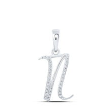 Load image into Gallery viewer, 10kt White Gold Diamond Initial Pendant - Elegant Personalized Charm Top view from the 10Kt White Gold Womens Round Diamond N Initial Letter Pendant 1 10 Cttwpin216109 collection by Splendid Jewellery