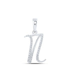 10kt White Gold Diamond Initial Pendant - Elegant Personalized Charm Top view from the 10Kt White Gold Womens Round Diamond N Initial Letter Pendant 1 10 Cttwpin216109 collection by Splendid Jewellery