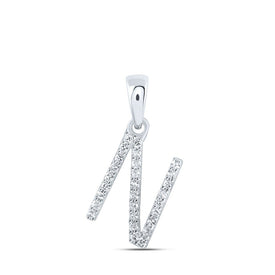 Splendid Jewellery 10kt White Gold Diamond Initial Necklace Top view from the 10Kt White Gold Womens Round Diamond N Initial Letter Pendant 1 10 Cttwpin216191 collection by Splendid Jewellery