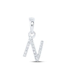 Elegant White Gold Diamond Initial Pendant - Personalized Letter Necklace Top view from the 10Kt White Gold Womens Round Diamond N Initial Letter Pendant 1 20 Cttwpin216627 collection by Splendid Jewellery