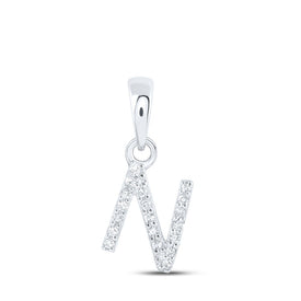 Elegant White Gold Diamond Initial Pendant - Personalized Letter Necklace Top view from the 10Kt White Gold Womens Round Diamond N Initial Letter Pendant 1 20 Cttwpin216627 collection by Splendid Jewellery