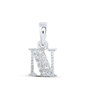 10kt White Gold Diamond Initial Pendant - Personalized Elegance Top view from the 10Kt White Gold Womens Round Diamond N Initial Letter Pendant 1 20 Cttwpin216211 collection by Splendid Jewellery