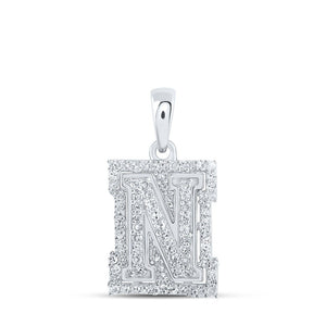 Diamond Initial & Letter Pendant | 10kt White Gold Womens Round Diamond N Initial Letter Pendant 1/4 Cttw | Splendid Jewellery GND