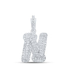 Radiant N Initial Diamond Pendant in White Gold Top view from the 10Kt White Gold Womens Round Diamond N Initial Letter Pendant 1 5 Cttwpin216527 collection by Splendid Jewellery