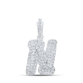 Radiant N Initial Diamond Pendant in White Gold Top view from the 10Kt White Gold Womens Round Diamond N Initial Letter Pendant 1 5 Cttwpin216527 collection by Splendid Jewellery