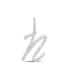 Load image into Gallery viewer, 10kt White Gold Diamond Initial Pendant - Personalized Elegance Top view from the 10Kt White Gold Womens Round Diamond N Initial Letter Pendant 1 6 Cttwpin216008 collection by Splendid Jewellery