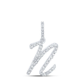 10kt White Gold Diamond Initial Pendant - Personalized Elegance Top view from the 10Kt White Gold Womens Round Diamond N Initial Letter Pendant 1 6 Cttwpin216008 collection by Splendid Jewellery