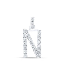 Load image into Gallery viewer, Radiant Diamond Initial Pendant - 10kt White Gold Womens Round Diamond N Initial Letter Pendant 1/8 Cttw Top view from the 10Kt White Gold Womens Round Diamond N Initial Letter Pendant 1 8 Cttwpin219130 collection by Splendid Jewellery