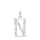 Radiant Diamond Initial Pendant - 10kt White Gold Womens Round Diamond N Initial Letter Pendant 1/8 Cttw Top view from the 10Kt White Gold Womens Round Diamond N Initial Letter Pendant 1 8 Cttwpin219130 collection by Splendid Jewellery