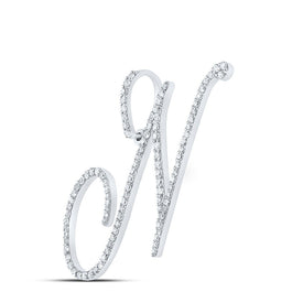 10kt White Gold Sparkling Diamond Initial Pendant | Personalized Elegance and Exquisite Craftsmanship Side view from the 10Kt White Gold Womens Round Diamond N Initial Letter Pendant 5 8 Cttwpin217072 collection by Splendid Jewellery