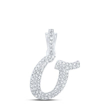 Load image into Gallery viewer, 10kt White Gold Diamond Initial Pendant - Elegant Cursive &quot;O&quot; Design Top view from the 10Kt White Gold Womens Round Diamond O Cursive Initial Letter Pendant 1 3 Cttwpin216786 collection by Splendid Jewellery