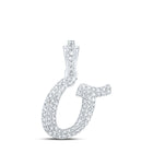 10kt White Gold Diamond Initial Pendant - Elegant Cursive "O" Design Top view from the 10Kt White Gold Womens Round Diamond O Cursive Initial Letter Pendant 1 3 Cttwpin216786 collection by Splendid Jewellery