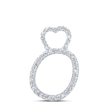 Load image into Gallery viewer, 10kt White Gold Diamond Initial &amp; Letter Pendant - Personalized Elegance at Its Finest Top view from the 10Kt White Gold Womens Round Diamond O Heart Letter Pendant 1 8 Cttwpin213950 collection by Splendid Jewellery