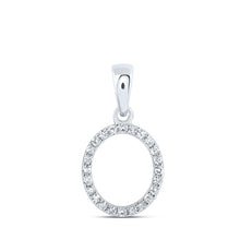 Load image into Gallery viewer, Dazzling Diamond Initial Pendant: 10kt White Gold Womens Round Diamond O Initial Letter Pendant 1/10 Cttw Top view from the 10Kt White Gold Womens Round Diamond O Initial Letter Pendant 1 10 Cttwpin216196 collection by Splendid Jewellery