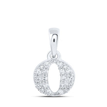 Load image into Gallery viewer, Radiant Brilliance: 10kt White Gold Diamond Initial Pendant Top view from the 10Kt White Gold Womens Round Diamond O Initial Letter Pendant 1 10 Cttwpin216216 collection by Splendid Jewellery
