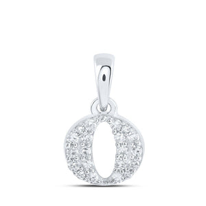 Diamond Initial & Letter Pendant | 10kt White Gold Womens Round Diamond O Initial Letter Pendant 1/10 Cttw | Splendid Jewellery GND