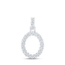 Load image into Gallery viewer, 10kt White Gold Round Diamond O Initial Letter Pendant: A Mesmerizing Symbol of Elegance and Personalized Style Top view from the 10Kt White Gold Womens Round Diamond O Initial Letter Pendant 1 10 Cttwpin219137 collection by Splendid Jewellery